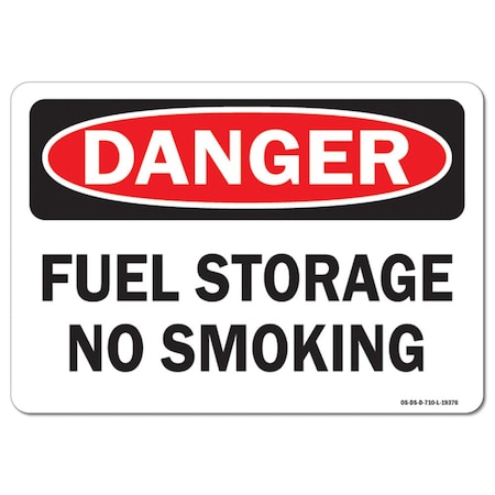 Signmission OSHA Danger Sign, Fuel Storage No Smoking, 10in X 7in Rigid Plastic, 7" W, 10" L, Landscape OS-DS-P-710-L-19376